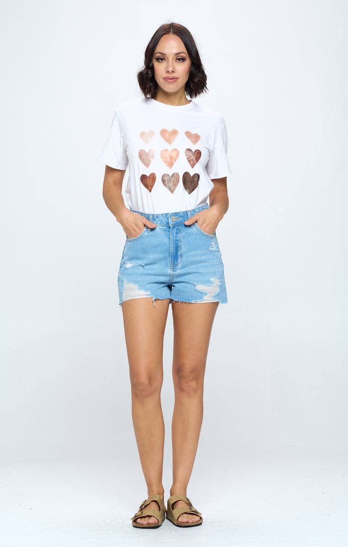 Stretchy High Rise Frayed Shorts