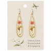 Pink Dried Flower Long Teardrop Gold Earrings