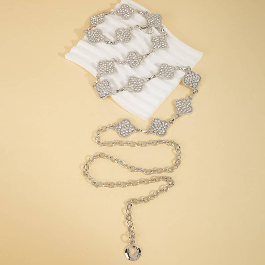 Pave Mini Clovers Chain Belt