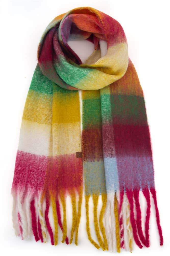 C.C Color Block Plaid Checkered Scarf