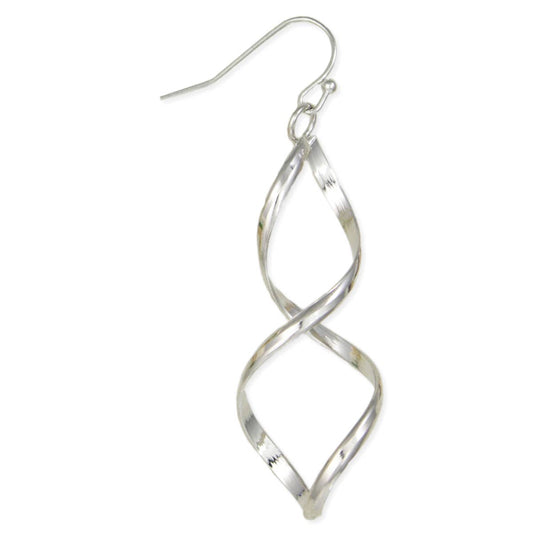 Modern Twist Silver Infinity Earrings