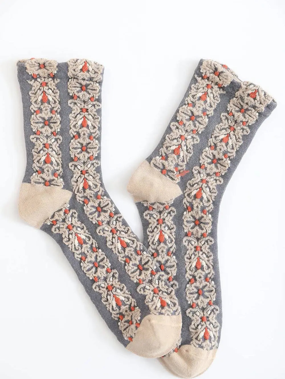 Embroidered Flower Pattern Socks