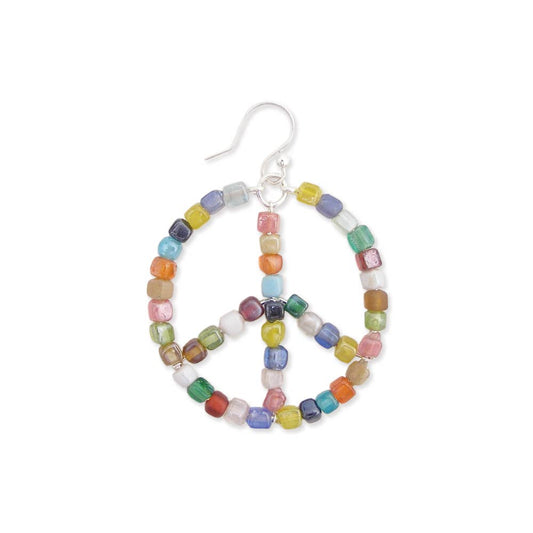 Multi Bead Peace Sign Earring