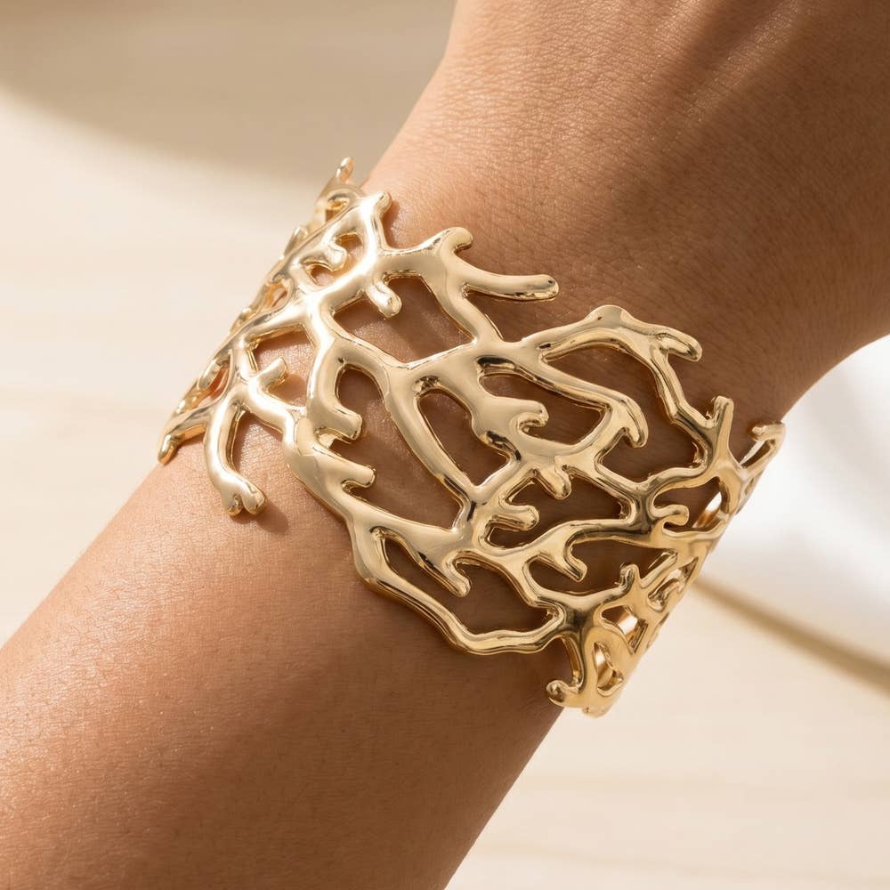 Gold Coral Cuff Bracelet