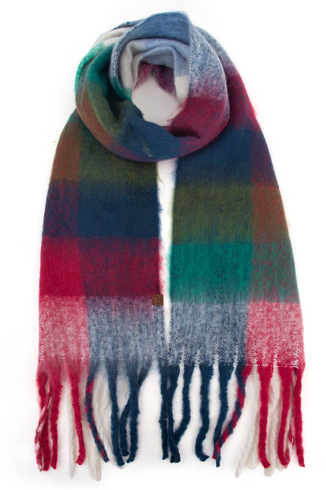C.C Color Block Plaid Checkered Scarf