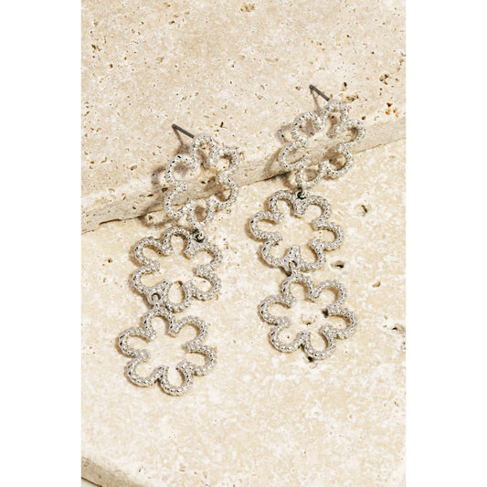 Triple Flower Drop Earrings