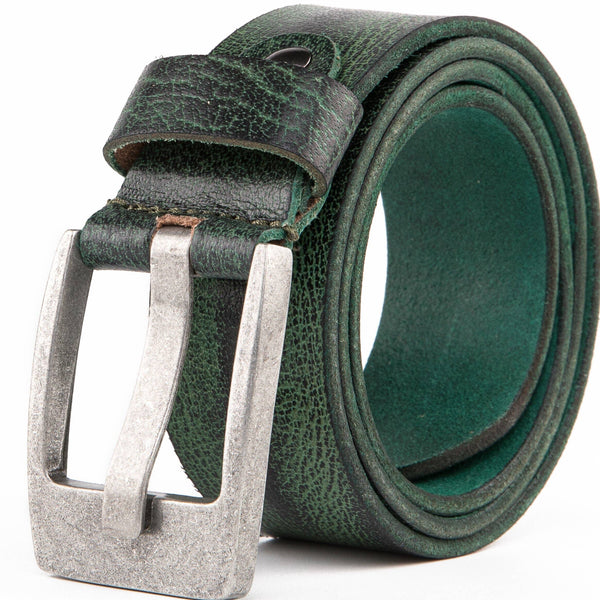 Distressed Green Leather Belt