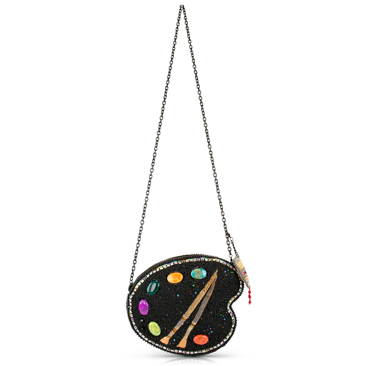 Brushstrokes Palette Gem Beaded Crossbody Handbag