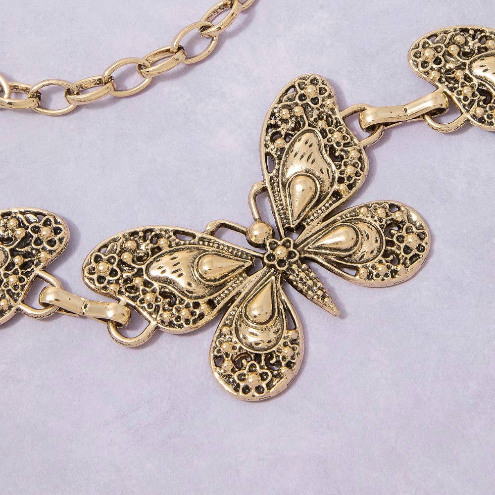 Antique Filigree Butterfly Chain Belt