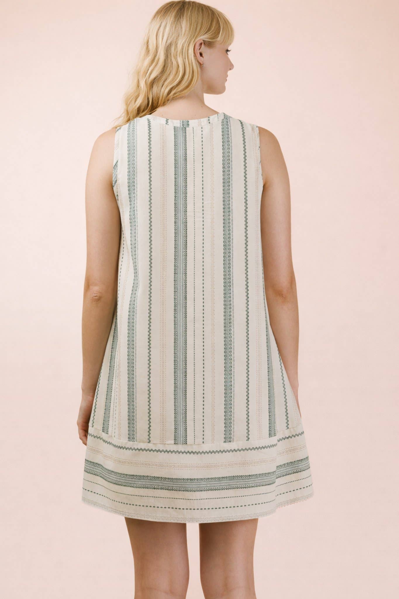 Striped Pintuck Woven Mini Dress