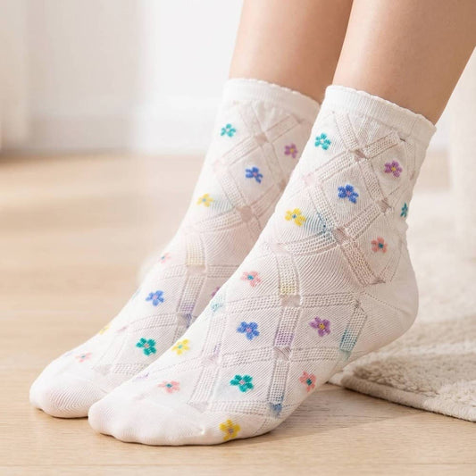 Charming Flower Print Socks