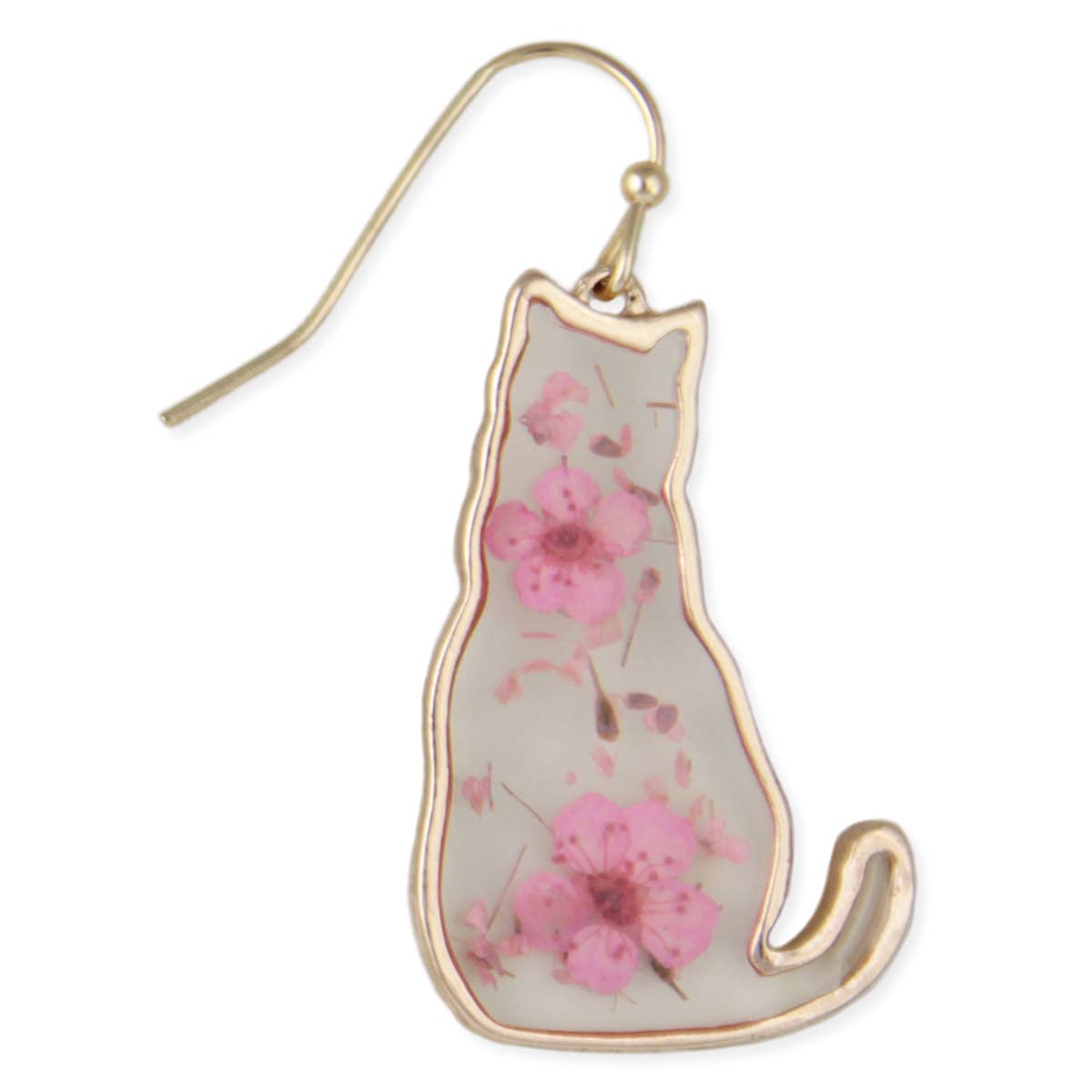 Feline Friend Dried Flower Earrings