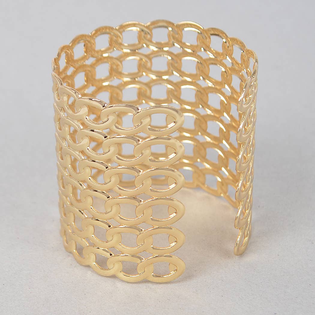 Wide Chain Metal Cuff Bracelet