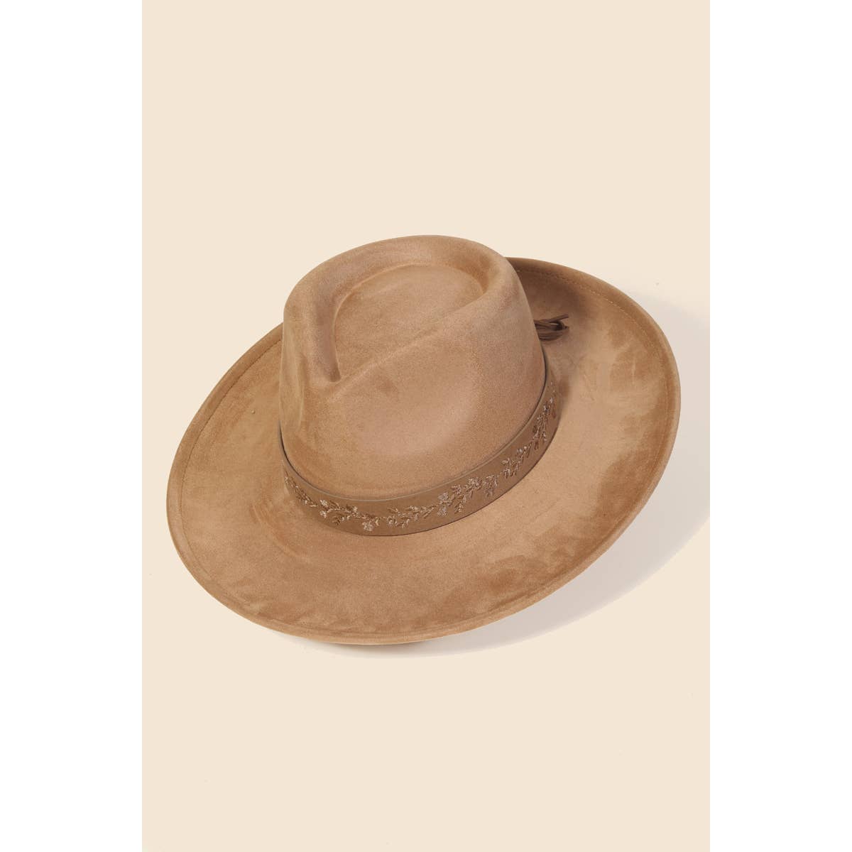 Embroidered Flower Strap Fedora