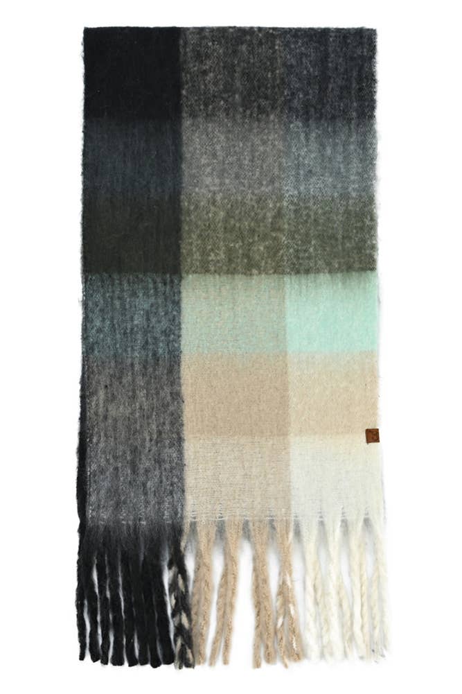 C.C Color Block Plaid Checkered Scarf