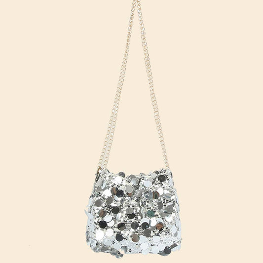 Sequin Chain Strap Shoulder Bag