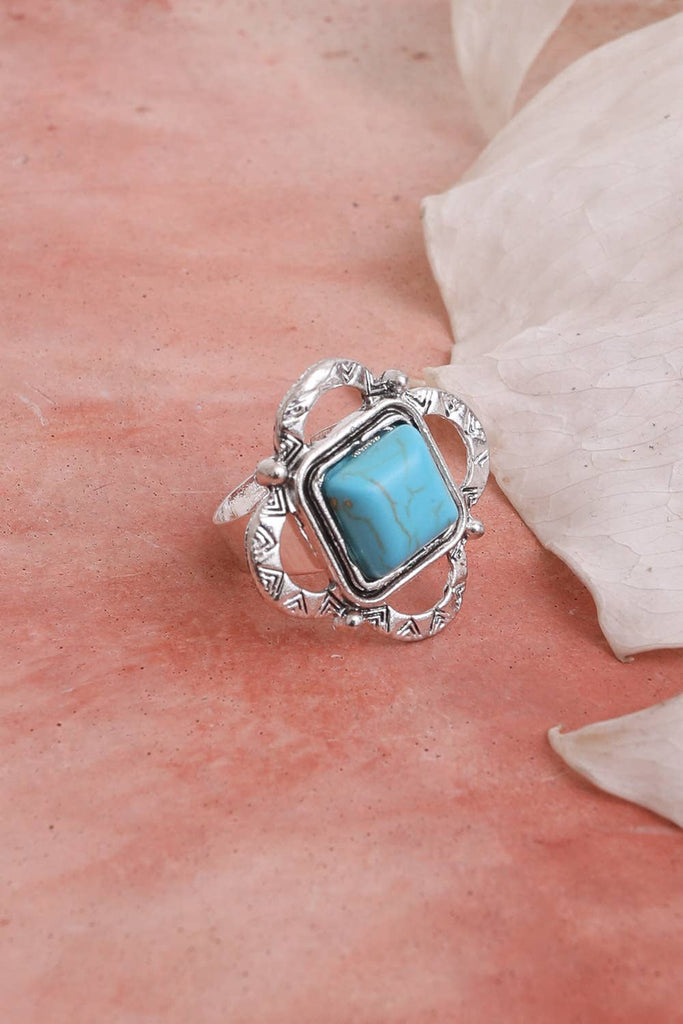 Square Cut Adjustable Turquoise Ring