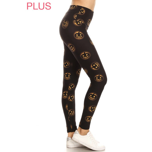 Plus Size 5" Jack o' Lantern Leggings