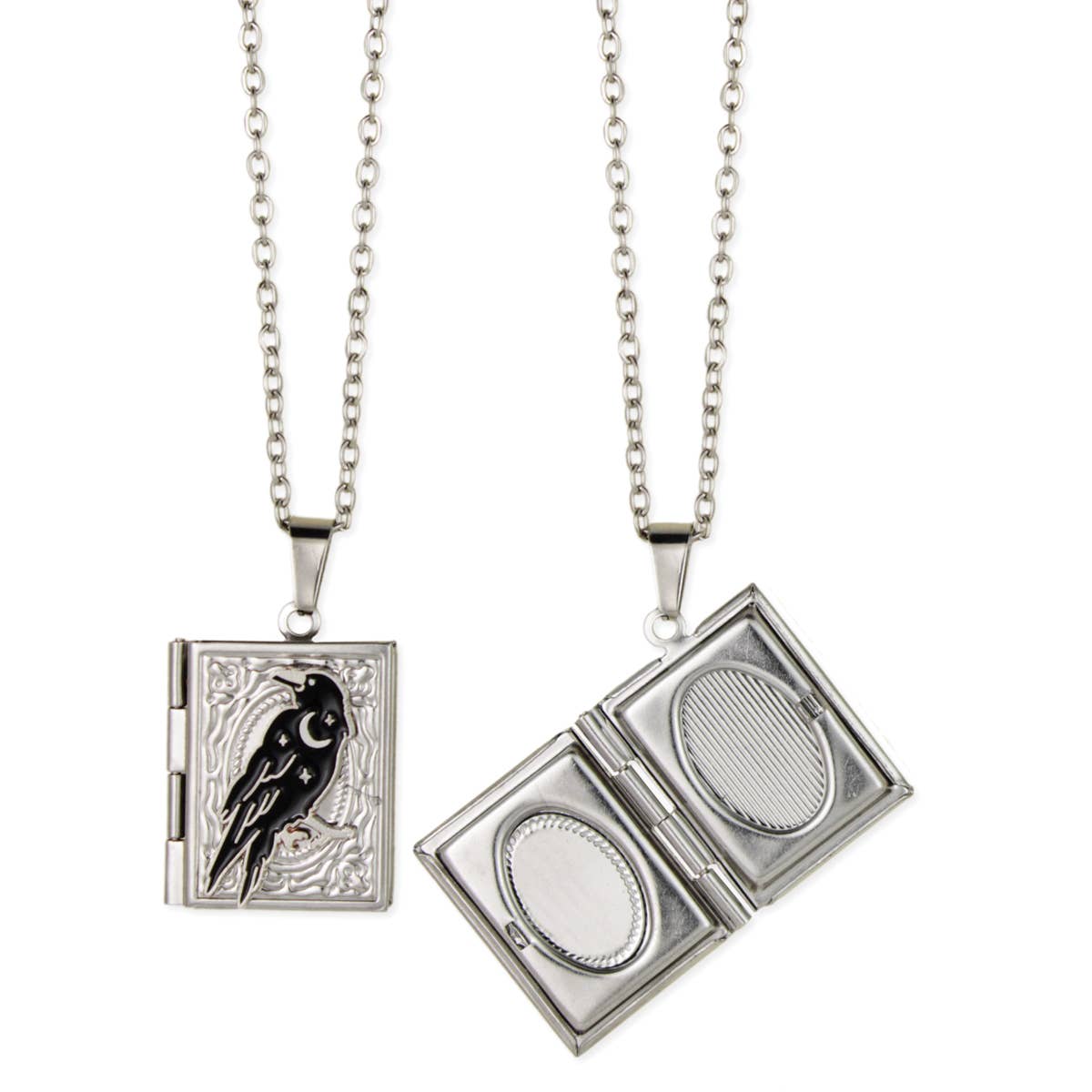 Silver Raven Book Locket