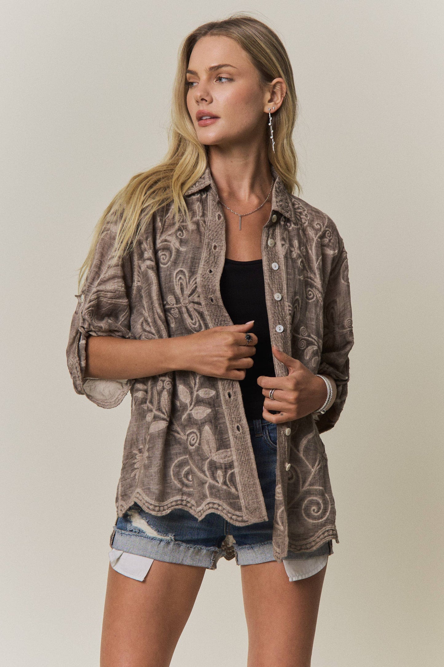 Embroidered Button Down