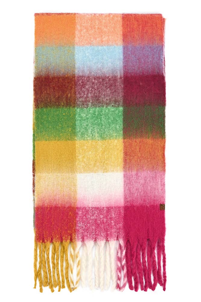 C.C Color Block Plaid Checkered Scarf
