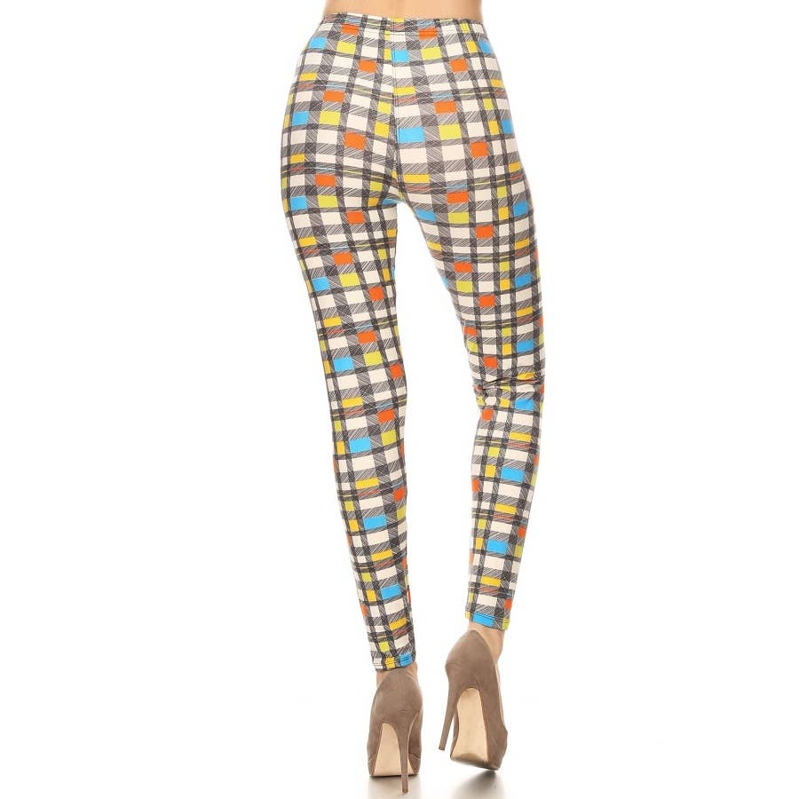 Retro Plaid Print Leggings