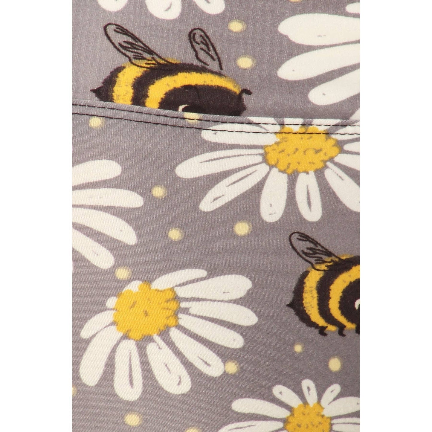 Bumble Bee Daisy Print Yoga Band Leggings
