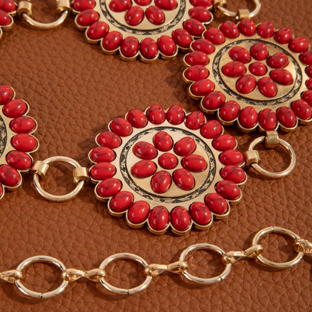 Western Circle Concho Disc Chain Belt