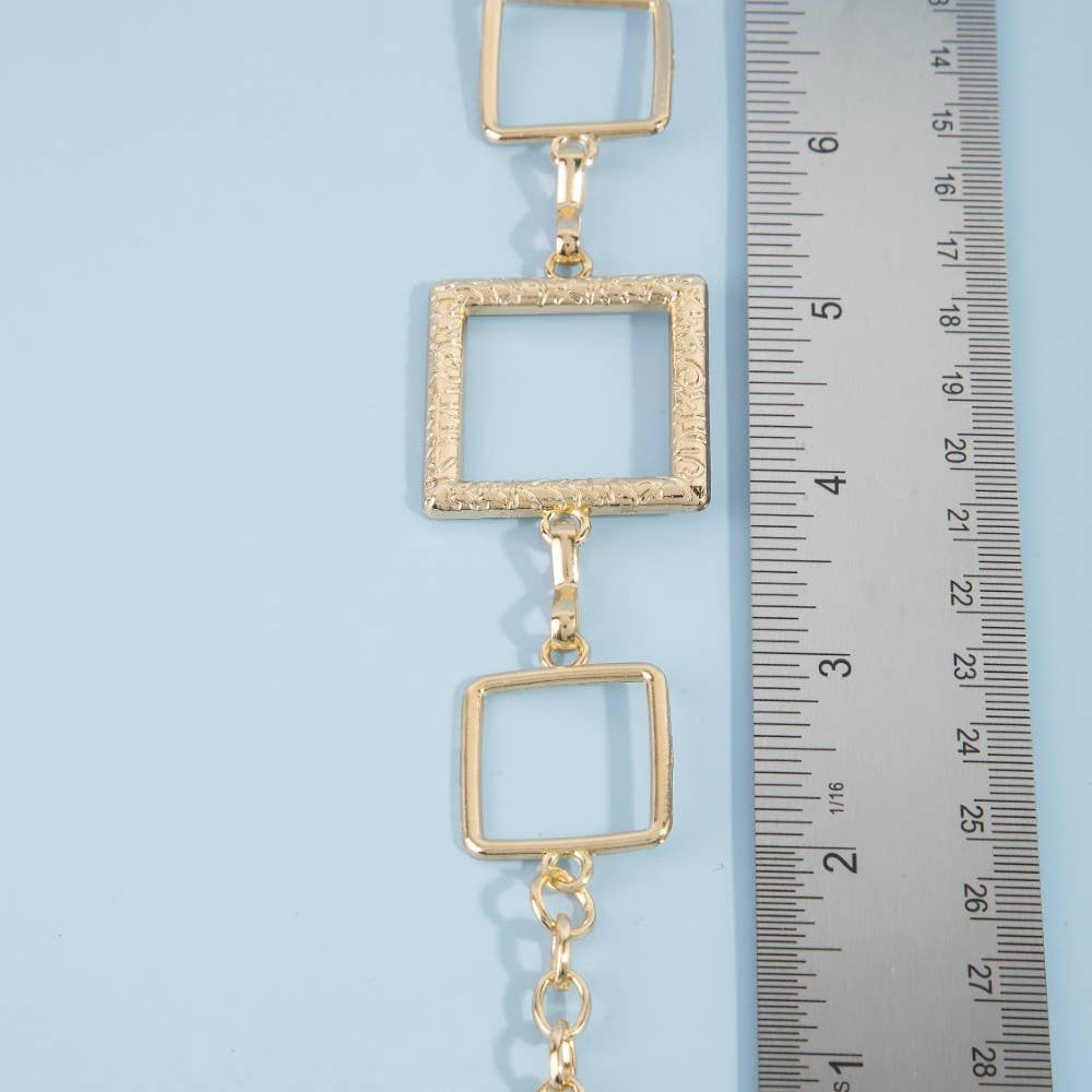 Open Square Link Chain Belt