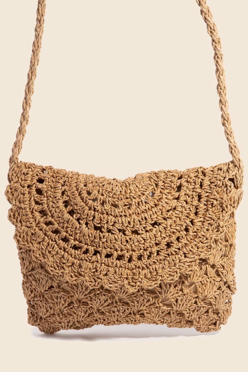 Straw Braided Envelope Hand Bag