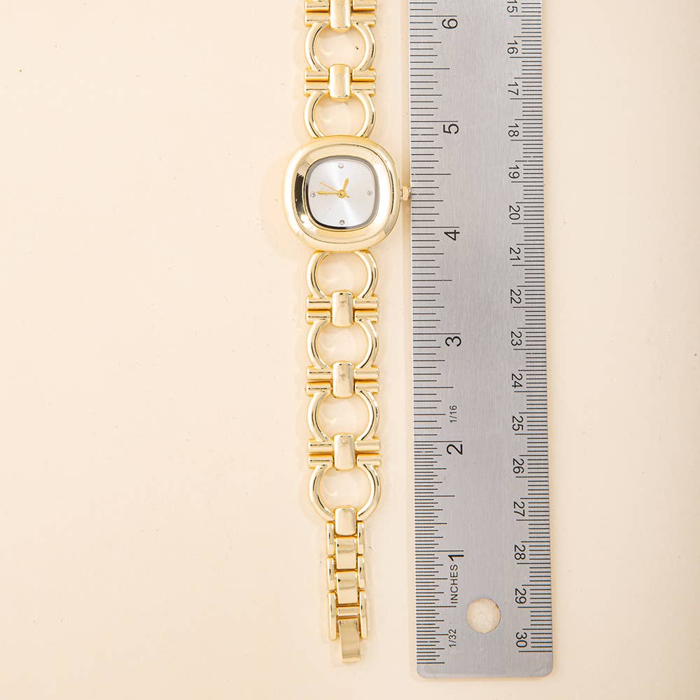 Cushion Face Circle Link Bracelet Watch