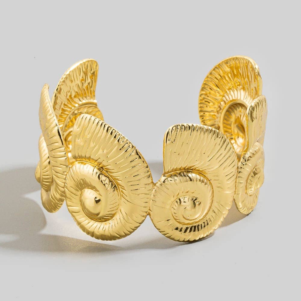 Nautilus Shell Wide Cuff Bracelet