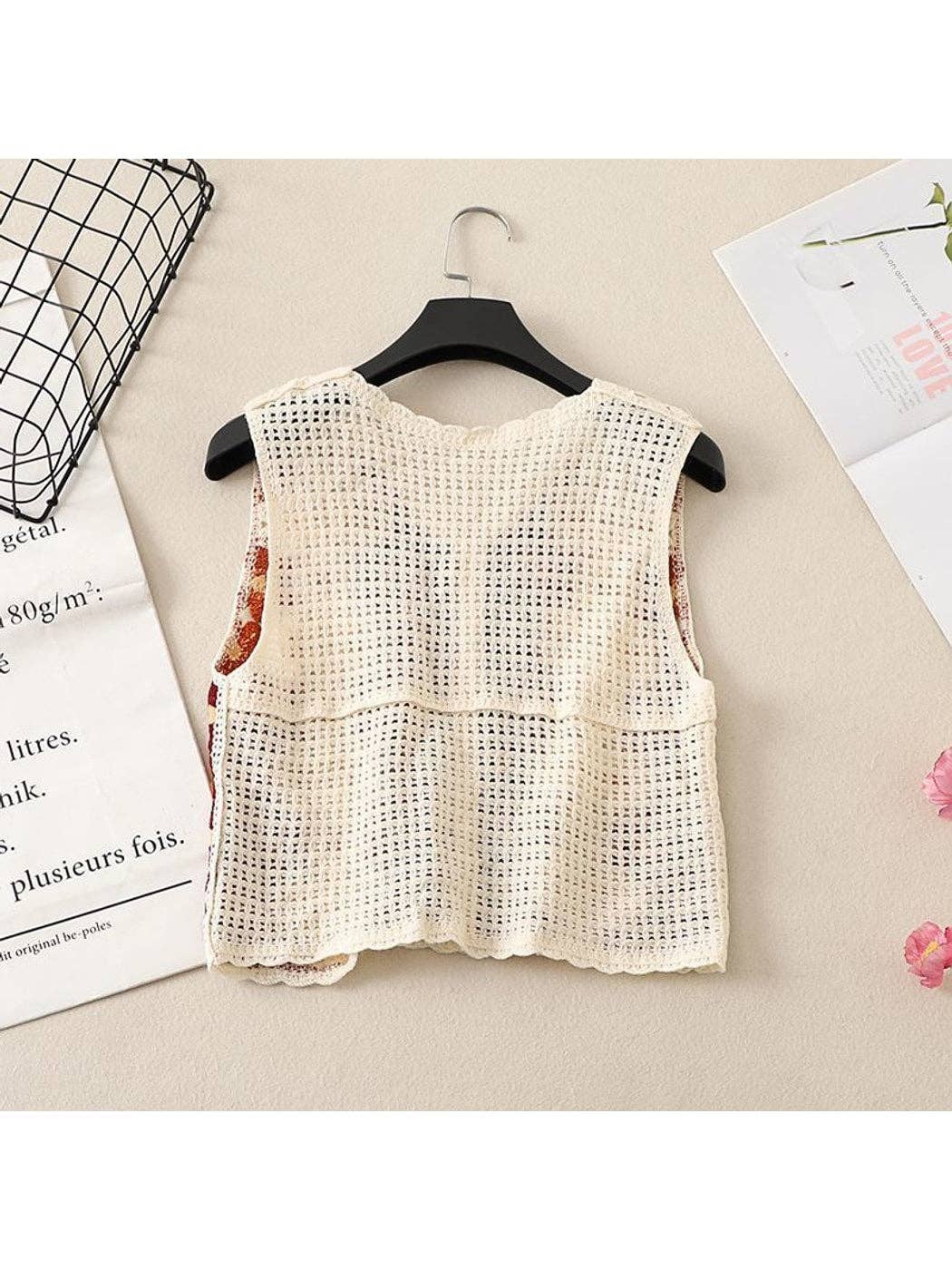 Fall Floral Button Front Vest