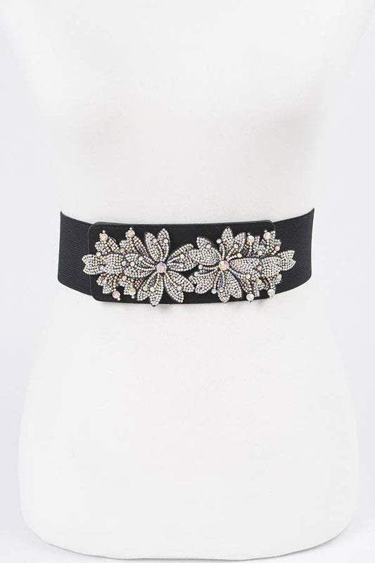 Elastic Stone Flower Belt