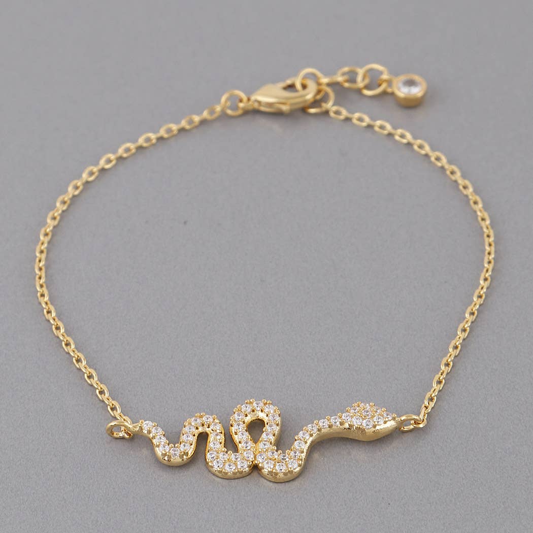 Rhinestone Snake Pendant Bracelet