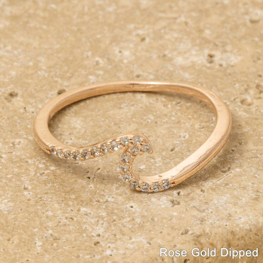 Delicate Studded Wave Ring