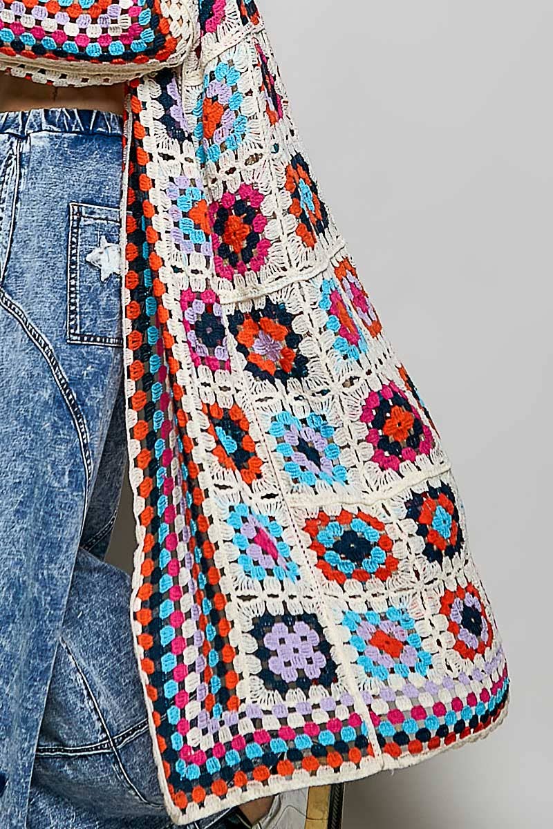 Long Granny Square Cardigan