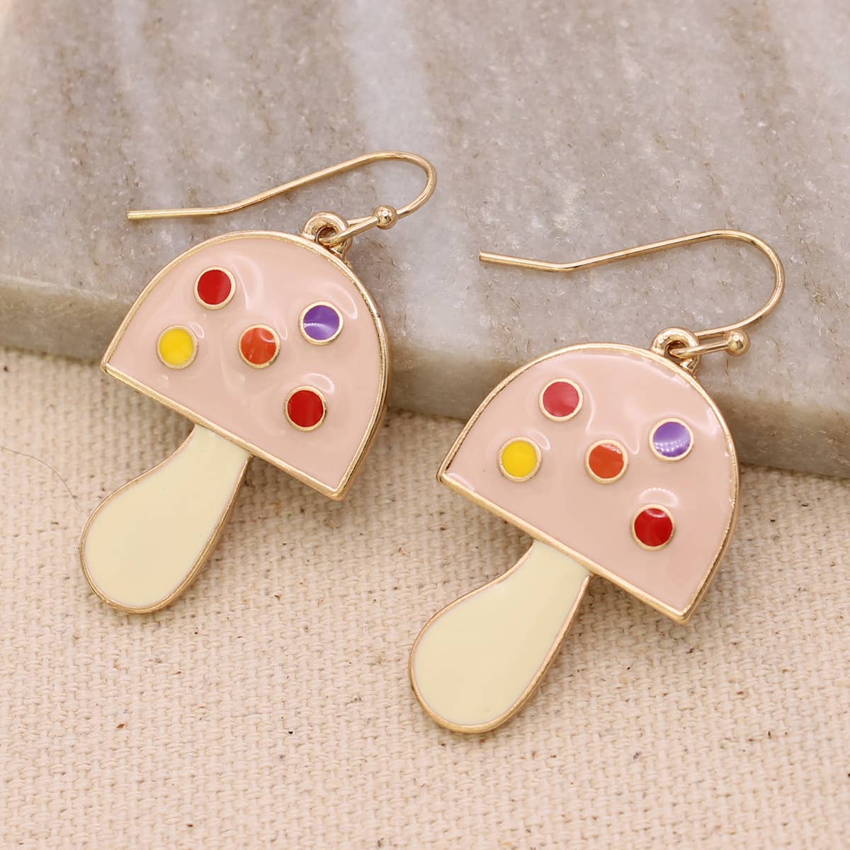 Fantasy Mushroom Gold Earrings