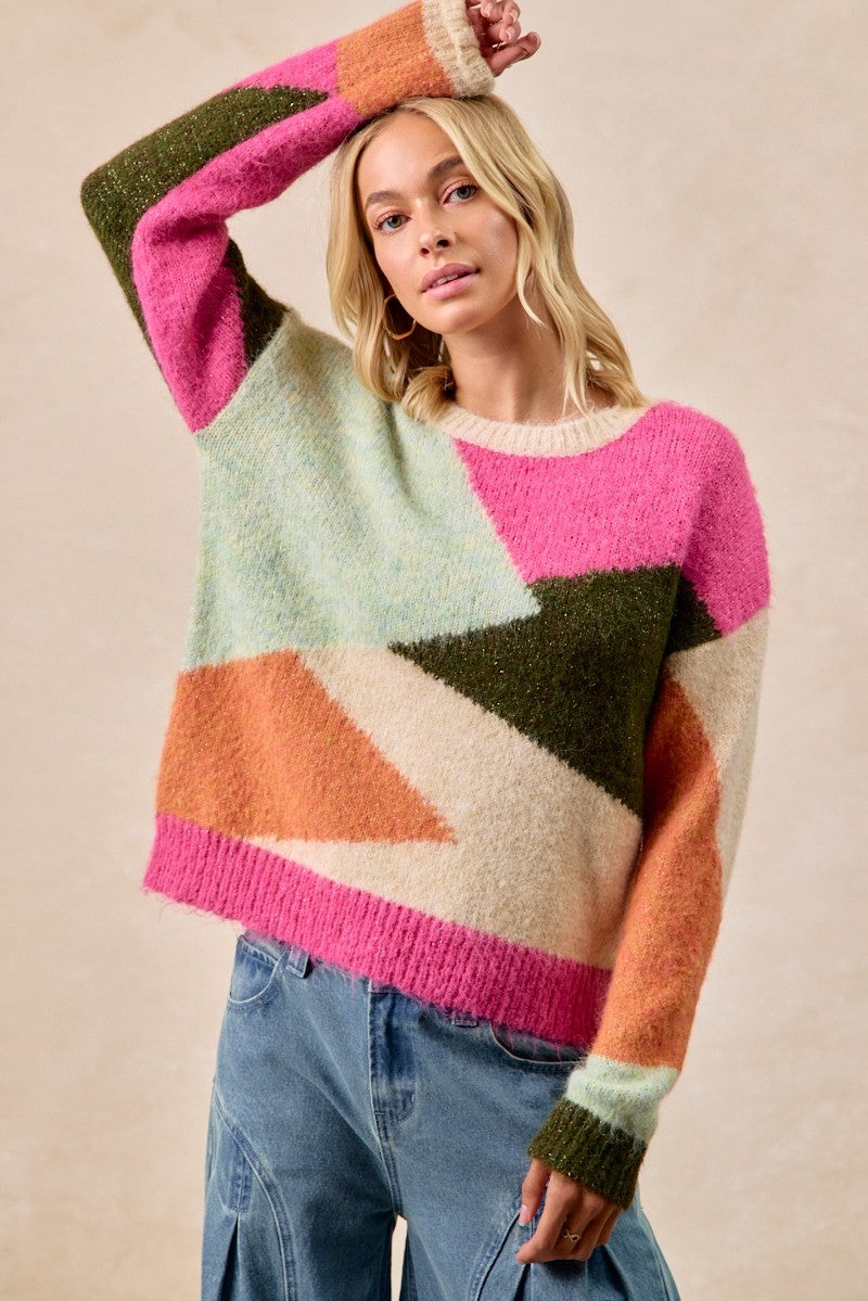 Fuzzy Retro Sweater Top