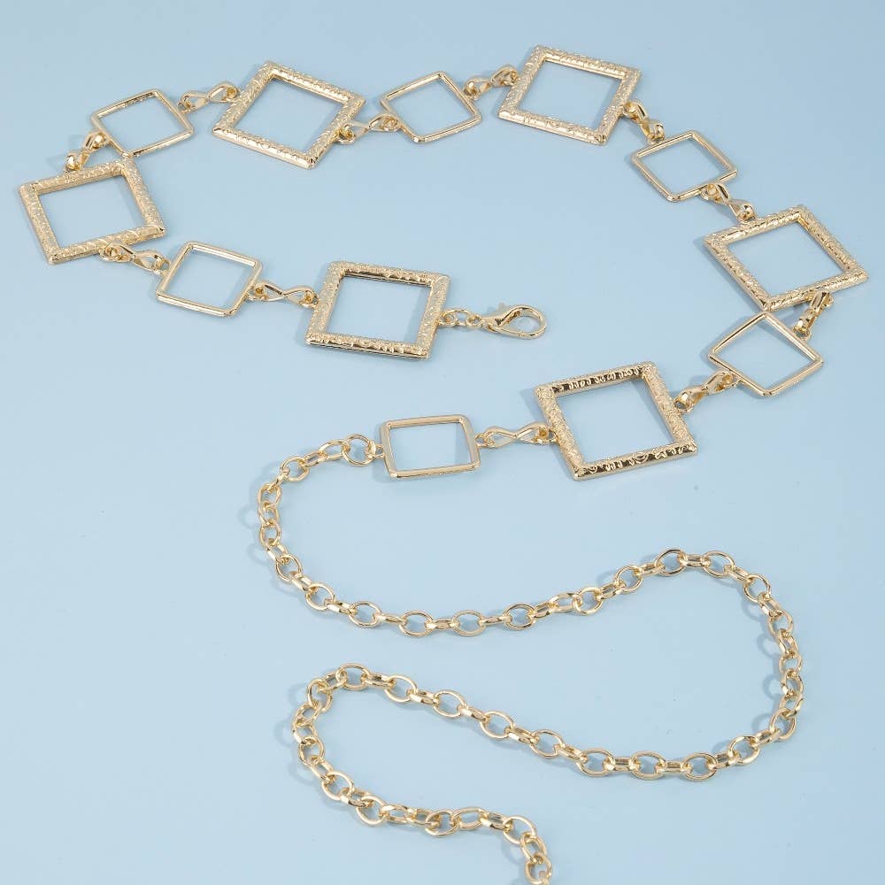 Open Square Link Chain Belt