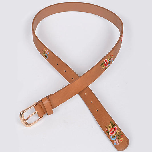 Plain Belt With Flower Details