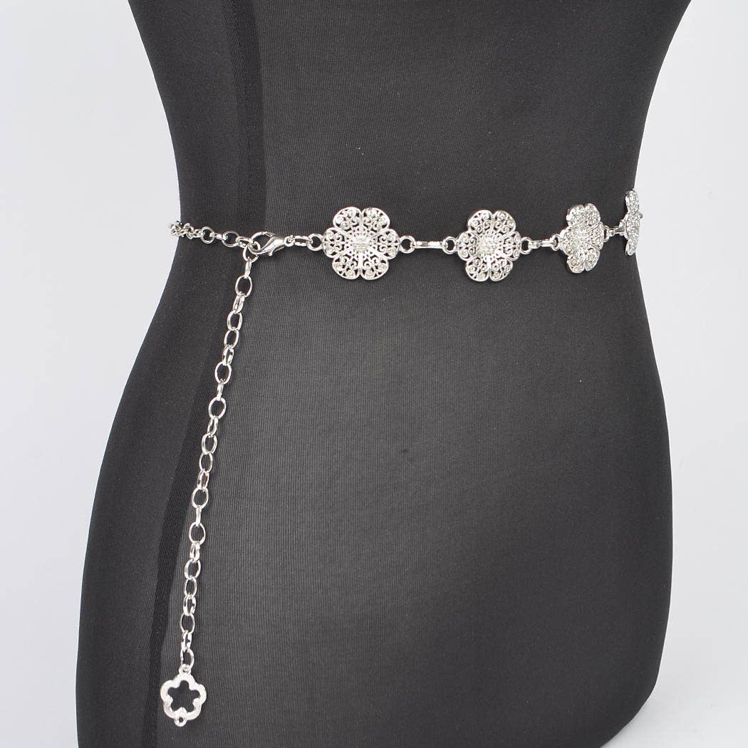 Metal Flower Chain Belt