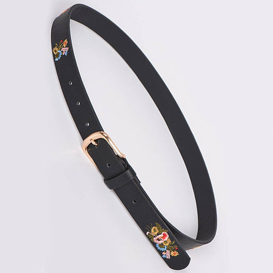 Plain Belt With Flower Details