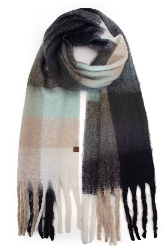 C.C Color Block Plaid Checkered Scarf