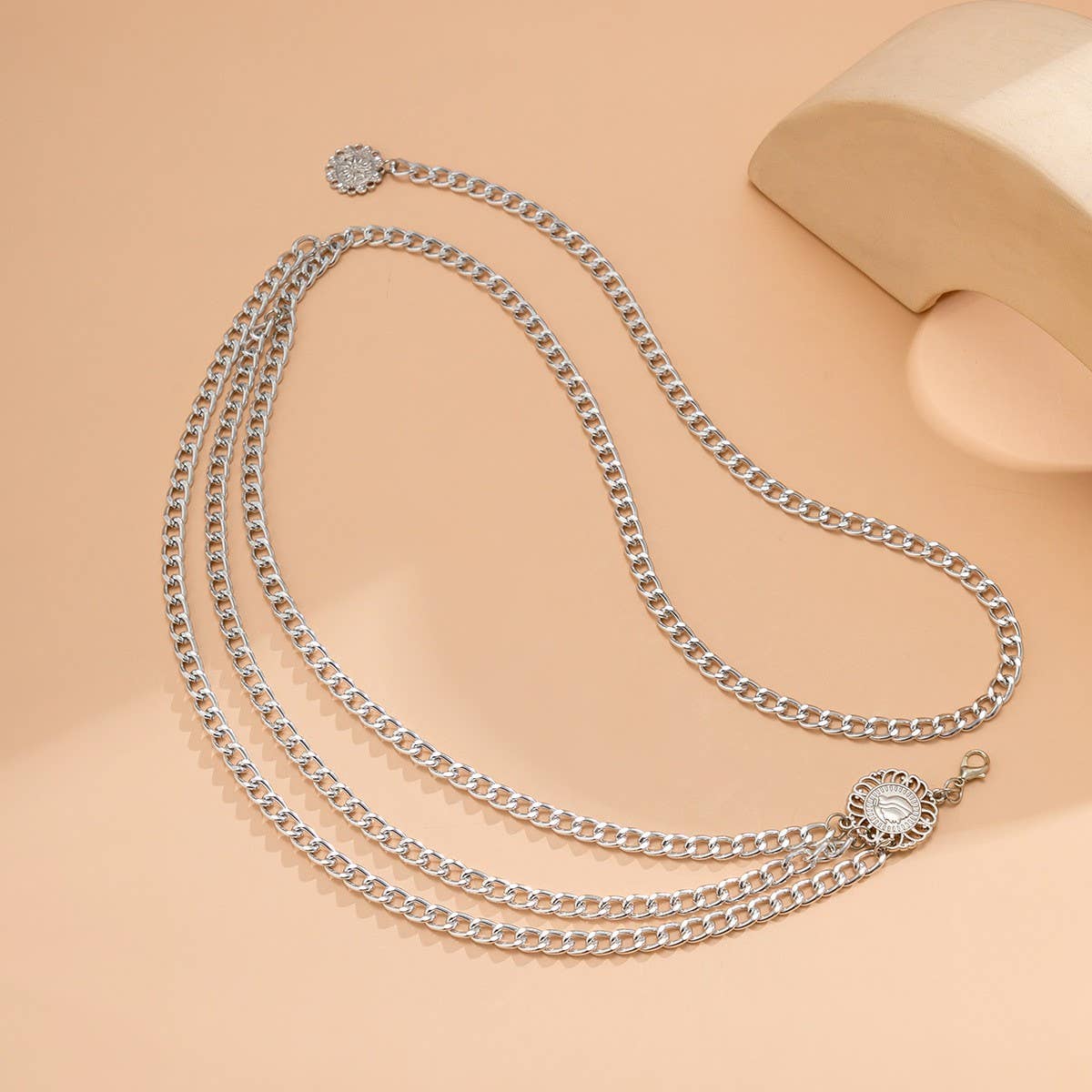 Multi Layer Silver Waist Chain Belt