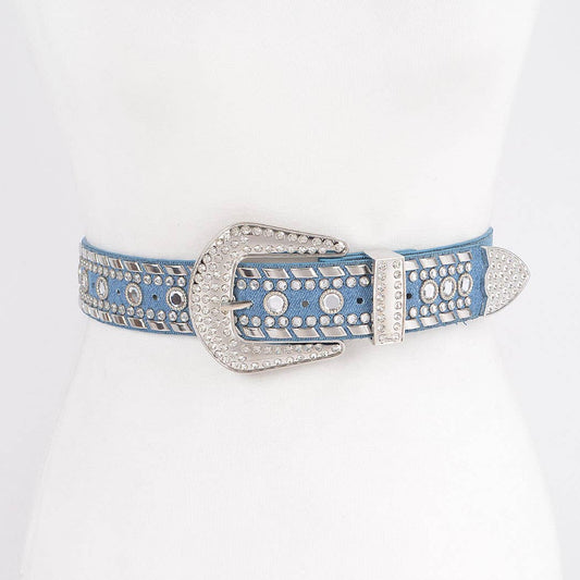 Rhinestone Studded Denim Belt