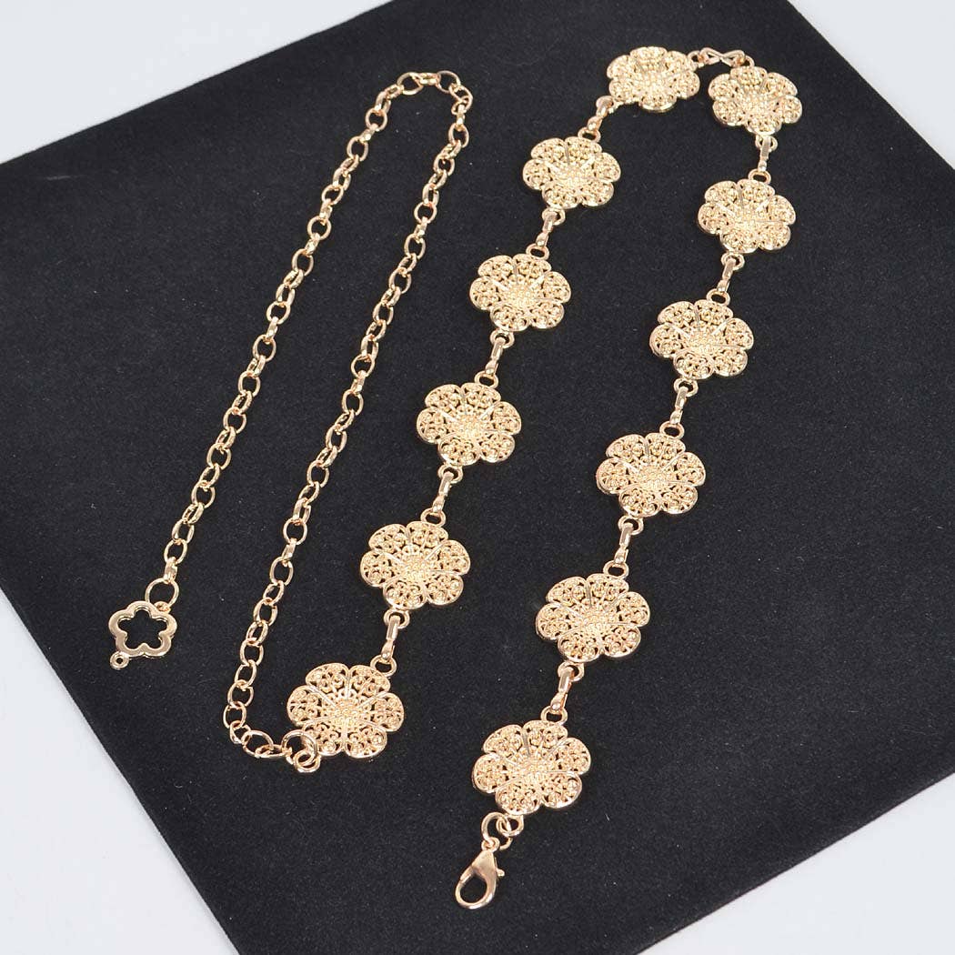 Metal Flower Chain Belt