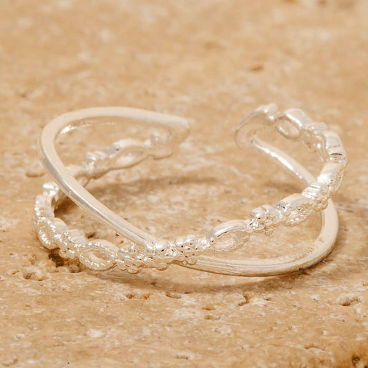 Silver Layered Open Band Ring