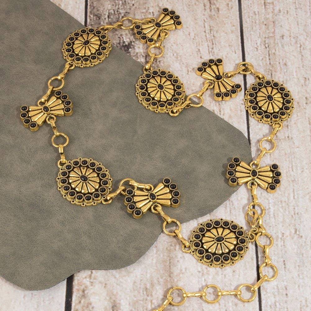 Stone Daisy Concho Chain Belt