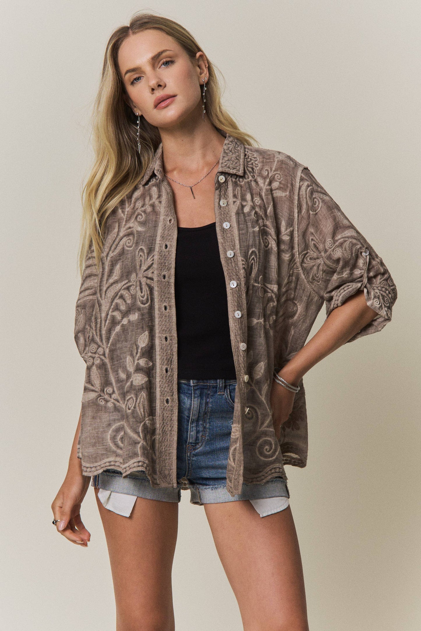 Embroidered Button Down
